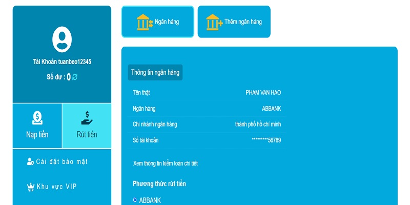 Kiểm tra thông tin khi rút tiền tại Hi88