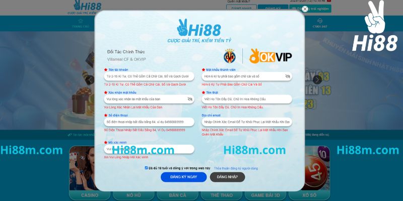 Hướng dẫn đăng ký Hi88 dễ dàng, đơn giản